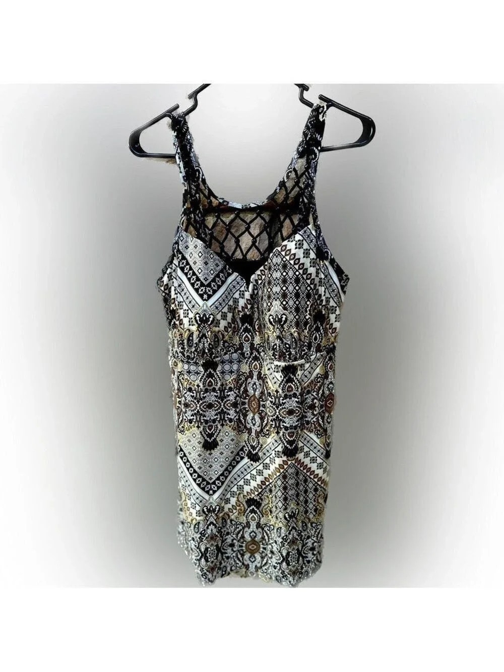 Swimsuits For All - Beaded Macrame Swim Dress One Piece V Neckline Almost New 18